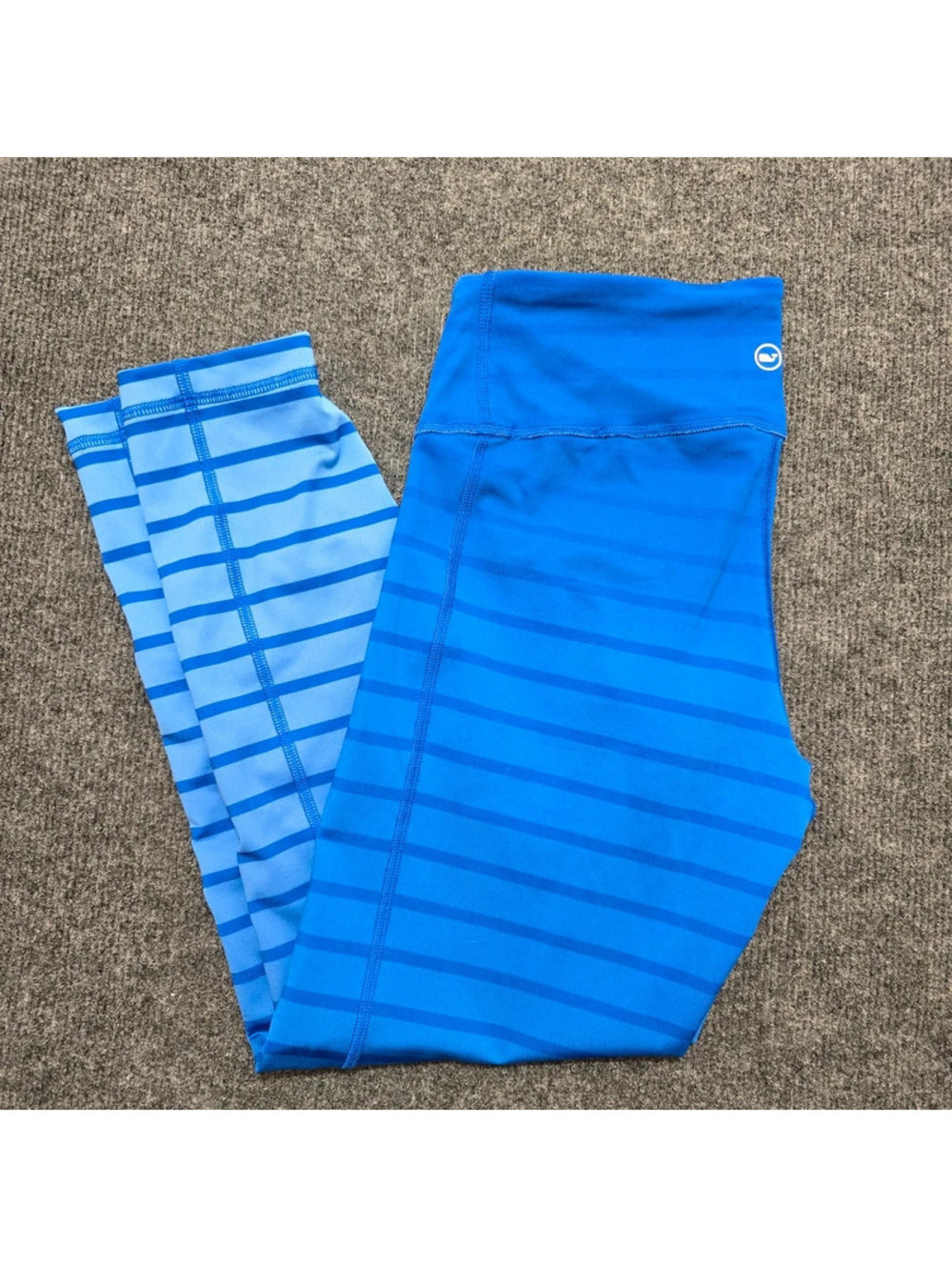Vineyard Vines Performance Striped Leggings Blue Women's Size Medium M Yoga